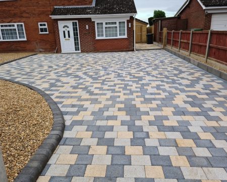multiple colour block driveway in north norfolk